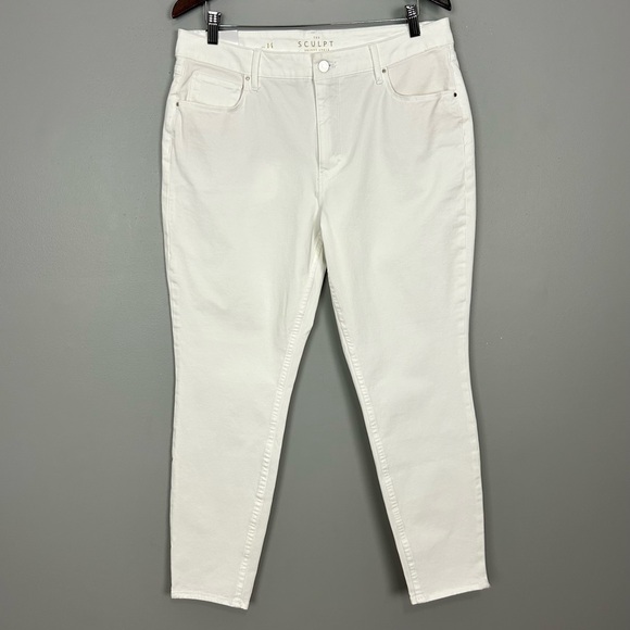 WHBM High-Rise Sculpt Ankle Skinny Jeans Women’s Size 14 Tummy Smoothing White - Picture 2 of 10